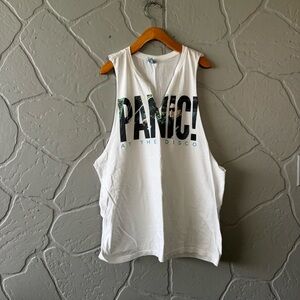 Panic! At The Disco Graphic Muscle Tank Top White L/G Band Tee